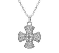 EUEAVAN Trinity Knot Triquetra Celtic Cross Collana da uomo | Ciondolo maltese, in acciaio inox, con croce vichinga runa, gioiello religioso irlandese, regalo per la fede
