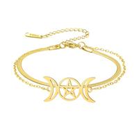 EUEAVAN Tripla Luna Dea Pentagramma Stella Bracciale Amuleto Pentagramma Religione Bangle Acciaio Inox Gioielli Simbolo Stregoneria Regali Per Donne Ragazze