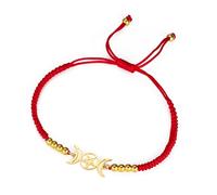 EUEAVAN Tripla Luna Dea Pentagramma Stella Filo di Cera Bracciale Amuleto Pentagramma Religione Bangle Acciaio Inox Gioielli Simbolo Stregoneria Regali Per Donne (rosso 2)