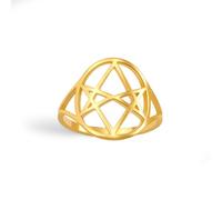 EUEAVAN Unicursal, anello a forma di esagramma a 6 punte, con stella di David Satanica, talismano, gioiello religioso, regalo per donne e uomini, Acciaio inossidabile, Nessuna pietra preziosa