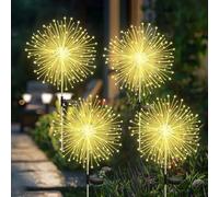 euerwerk Luci da giardino, 120 LED luci solari da giardino, 8 modalità Dandelion solare impermeabile luci solari, per giardino esterno sentieri prato balcone decorazione (4 pezzi bianco caldo)