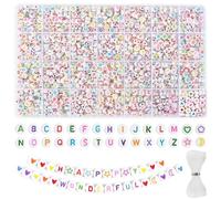 EUES 2000 perline colorate con lettere dalla A alla Z, per bracciali, cerchietti, gioielli fai da te, 7 mm