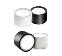 eufeifeiegds Faretto LED da soffitto moderno con montaggio superficiale, faretto a tre colori, illuminazione interno(Black,NATURAL WHITE 4000K_12W)
