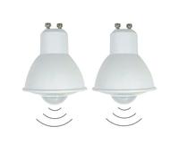 eufeifeiegds Lampadina GU10 con sensore di movimento PIR da 6 W, equivalente a 50, 2 pezzi, LED sicurezza attivato dal, accensione/spegnimento automatico for interni(Warm White 3000K)