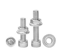 eufeifeiegds Set di viti a brugola a testa esagonale in acciaio inossidabile 304 A2 e dadi flangiati seghettati M2.5 M3 M4 M5 M6 wefeiegds(6mm,M3(10sets))