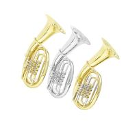 Eufonio A 4 Tasti Strumento In Ottone Con Scatola Porta Accessori Guanti E Bretelle Oro E Argento Eufonio(2)