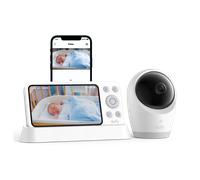 eufy baby monitor con fotocamera E21, 4K UHD, display da 5 pollici (720p), modalità Wi-Fi ibrida/offline, controllo tramite app e monitor, funzione girevole e inclinazione, zoom 8x, fotocamera