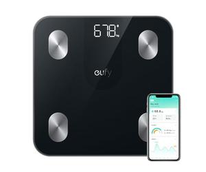 eufy Bilancia digitale per peso corporeo, bilancia da bagno con Bluetooth, bilancia per grasso corporeo, 12 misure, peso/grasso corporeo/BMI, analisi della composizione corporea, nero, lbs/kg,