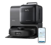 eufy Robot aspirapolvere Omni E28, pulitore profondo portatile, sistema HydroJet, aspirazione turbo da 20.000Pa, spazzole DuoSpiral, estensione CornerRover, stazione tutto-in-uno.