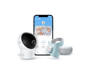 eufy Security Baby Smart Sock Baby Monitor with 2.4 GHz Wi-Fi, Track Sleep Patterns, Naps, Heart Rate, and Blood Oxygen Levels, 2K Camera, AI Cry Detection, Pan and Tilt, No Monthly Fee