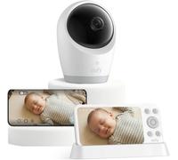 eufy baby monitor con fotocamera E21, 4K UHD, display da 5 pollici (720p), modalità Wi-Fi ibrida/offline, controllo tramite app e monitor, funzione girevole e inclinazione, zoom 8x, fotocamera