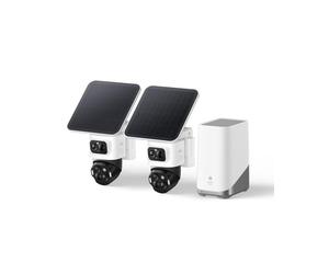 eufy Security eufyCam S4 2-Cam Kit, Telecamera Esterna Wireless, Bullet-PTZ a 3 Obiettivi, 4K UHD, Panoramica 360°, Auto Traccia, Zoom Ibrido 8×, Visione Notturna a Colori, Memoria Espandibile