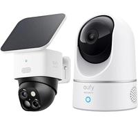 eufy Security SoloCam S340 3K telecamera pannello solare, telecamera wi-fi esterno senza fili + IndoorCam E220 wifi interno, 2K Pan & Tilt, Videosorveglianza con AI per Riconoscimento Persone/Animali