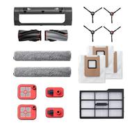 Set di ricambi per robot aspirapolvere eufy E25/E28 Omni, composto da spazzola principale con setole e gomma, copertura della spazzola, 2 spazzole laterali, filtro lavabile e 2 panni per la pulizia.