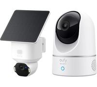 eufy SoloCam E42, Telecamera Wireless 4K, Alimentazione a Energia Solare & IndoorCam E220 telecamera wifi interno, 2K Pan & Tilt (Confezione)