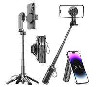 EUG-PRODUCTS Bastone per selfie con supporto per cellulare rimovibile, 41,5 cm, allungabile con telecomando, treppiede girevole a 360°, per iPhone, Samsung e smartphone Android (nero)