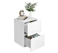 EUGAD Comodino con 2 Cassetti Lucido, Mobiletto Bianco, Cassettiera Piccola | Per Camera da Letto, Salotto, in Legno, 40x40x58 cm, Design Moderno