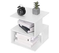 EUGAD Comodino per Camera da Letto in Legno, Tavolino Bianco Design Moderno, Mobiletto Salvaspazio per Soggiorno, Piccola Libreria a 2 Ripiani, 40x40x43,5cm, 0166ZZ