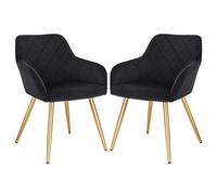 EUGAD Coppia Poltroncina per Soggiorno Sedia da Sala Pranzo con Braccioli Poltrona Moderna in Velluto per Cameretta Cucina Gambe in Metallo Nero 0626BY-2