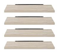 EUGAD Mensola a Muro, Scaffale a Parete in MDF, 80cm Rovere Chiaro 4er | Mensola Multiuso a Scomparsa Decorazione per Soggiorno, Camera da Letto, Salotto