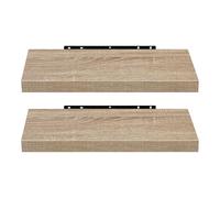 EUGAD Mensola a Muro Set da 2, 40cm, Mensole Librerie da Parete Scaffale MDF Stile rétro Ripiano Portaoggetti, Giallo quercia, 0114QJ-2