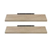 EUGAD Mensola a Muro Set da 2, 80cm, Mensole Librerie da Parete Scaffale MDF Stile Rétro Ripiano Portaoggetti, Noce Chiaro, 0117QJ-2