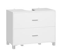 EUGAD Mobile Sottolavabo per Bagno con 2 Cassetti, Mobiletto Bagno Moderno da Terra 80x30x60 cm, con Foro per Sifone 20x22 cm, per Lavabo con Colonna, in Legno e Metallo, Bianco