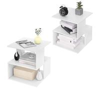EUGAD Set 2 Comodini per Camera da Letto in Legno, Tavolini Bianchi