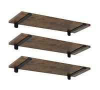 EUGAD Set di 3 Mensole da Parete, Ripiani Salvaspazio per Cucina, Camera da Letto, Portata Max 15 kg, 60x20x7 cm, in MDF e Metallo, Legno Vintage e Nero