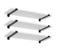 EUGAD Set di 3 Mensole Parete, Mensole da Muro Sospese, Ripiani Salvaspazio per Cucina, Camera da Letto, Portata Max 15 kg, 60x20x7 cm, in MDF e Metallo, Bianco e Nero