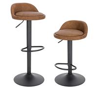 EUGAD Sgabelli da Cucina in similpelle con Poggiapiedi Sgabelli da Bar Moderni per Bancone Penisola Sedie Alte Girevoli Altezza Seduta Regolabile 61-82cm, Marrone 2 Pezzi 0914BY-2