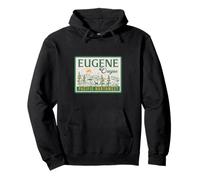 Eugene Oregon Paesaggio Robusto PNW Viaggio Vintage Felpa con Cappuccio