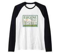 Eugene Oregon Paesaggio Robusto PNW Viaggio Vintage Maglia con Maniche Raglan