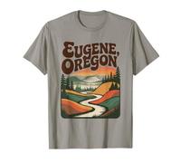 Eugene Oregon PNW Arte scenica Vintage retrò sul Fiume di Montagna Maglietta