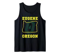 Eugene Oregon Retro Minimalista Albero di Pino E O Mappa dello Stato Canotta