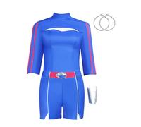 Euholute Addison Zombie Addison - Camicia corta da donna con pantaloni blu Addison con parrucca per costume di Halloween, blu 1, 3XL