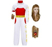 Euholute Zombies - Costume da cheerleader da vampiro Nova, per ragazze, per cosplay di Victor Addison Wells Nova, con cappuccio, uniforme di Halloween (rosso e bianco, parrucca 2, L)