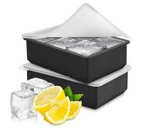 EUHOMY 2 Pezzi Stampo Ghiaccio Grande, Stampi per Ghiaccio Silicone con Coperchio, 6 Scompart 5cm, Senza BPA, Facile da Saltare Fuori, Quadrato Stampi per Ghiaccio per Whisky, Cocktail, Succo, Gelat