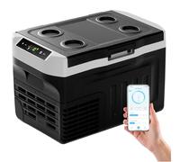 EUHOMY - Congelatore per frigorifero auto 21 L (-20 ℃ ~ 20 ℃) | Raffreddatore compressore 12/24 V CC e 230 V CA (presa UK) | Ultra silenzioso < 43 dB | Controllo applicazione e