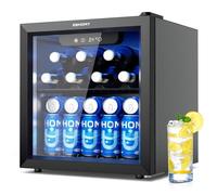 EUHOMY Frigorifero per bevande, mini frigorifero con porta in vetro, refrigeratore birra, frigorifero da tavolo per 55 lattine, nero autoportante con LED, 43 dB, per ufficio, stanza, bar, 36 l