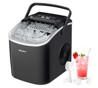 EUHOMY Macchina del Ghiaccio 12kg/24h, Autopulente Macchina per il Ghiaccio Casa, 9 Cubetti in 6 Minuti, 2 Dimensioni di Ghiaccio, Silenzioso, Ice Maker con Maniglia/Paletta/Cestello, Nero