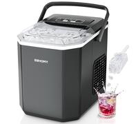 EUHOMY Macchina del Ghiaccio Casa: 9 Cubetti in 6 Minuti, Macchina per il Ghiaccio Autopulente, 12KG/24H, 2 Dimensioni di Ghiaccio, con Maniglia/Paletta/Cestello, Nero