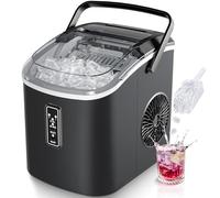 EUHOMY Macchina Ghiaccio Casa: 9 Cubetti in 6 Minuti, Macchina per il Ghiaccio Autopulente, 12KG/24H Macchina del Ghiaccio, 2 Dimensioni di Ghiaccio, con Maniglia/Paletta/Cestello, Nero
