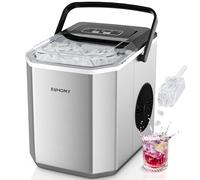 EUHOMY Macchina per il Ghiaccio: 9 Cubetti in 6 Minuti, Macchina del Ghiaccio Casa Autopulente, 2 Dimensioni di Ghiaccio,12KG/24H con Maniglia/Paletta/Cestello, Acciaio Inossidabile