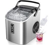 EUHOMY Macchina per il Ghiaccio: 9 Cubetti in 6 Minuti, Macchina Ghiaccio Casa Autopulente, 2 Dimensioni di Ghiaccio,12KG/24H Macchina del Ghiaccio con Maniglia/Paletta/Cestello, Acciaio Inossidabile