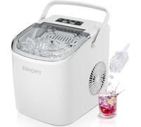EUHOMY Macchina per il ghiaccio compatta da banco - 9 cubetti di ghiaccio in 6 minuti, 2 misure, autopulente, 12 kg/giorno, bianco, include paletta per ghiaccio e cestino per casa/cucina/ufficio/bar