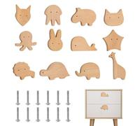 EUIEUT 12 Pezzi Pomelli per Mobili Bambini Maniglie per Mobili Legno Pomelli per Armadi in Legno Maniglia del Cassetto Mobili in Legno con Viti per Armadio Guardaroba Cassetto e Mobili