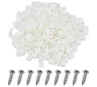 EUIEUT 150 Pezzi Clip per Cavi in Plastico Morsetti per Cavi in Tipo R Fermacavi Muro a Forma di R Serracavi di Tipo R Cavo Clip con 150 Viti per Organizzatore di Cavi per Casa e Ufficio, Bianco