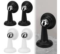 EUIEUT 4 Pezzi Fermaporta Magnetico Fermaporta per Pavimento Fermaporta Adesivo da Pavimento o Parete Ferma Porte Magnetico Anticollisione per Camera da Letto, Bagno, Ufficio, Nero e Bianco