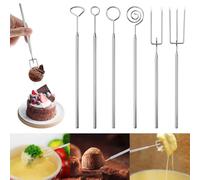 EUIEUT 6 Pezzi Forchette per Cioccolatini in Acciaio Inox Forchette per Fonduta Set di Forchetta per Immersione al Cioccolato per Cioccolatini Fatti a Mano, Caramelle, Fonduta e Formaggio